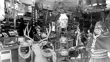 The interior of Gold's Old Curio Shop in Santa Fe, N.M., in the 1880's. Royal Hubbell/ Museum of New Mexico.