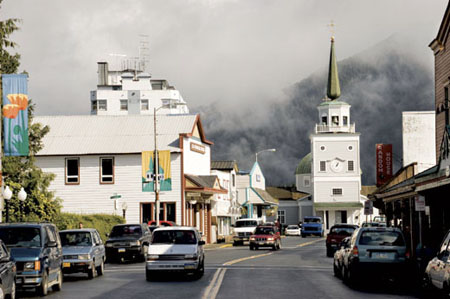 The town center, with St. Michael’s Russian Orthodox Cathedral. Brian Smale.