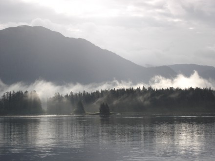 Morning mist rises above the islands and water near Sitka, Alaska. ©Joshua Brockman 2005. All Rights Reserved.