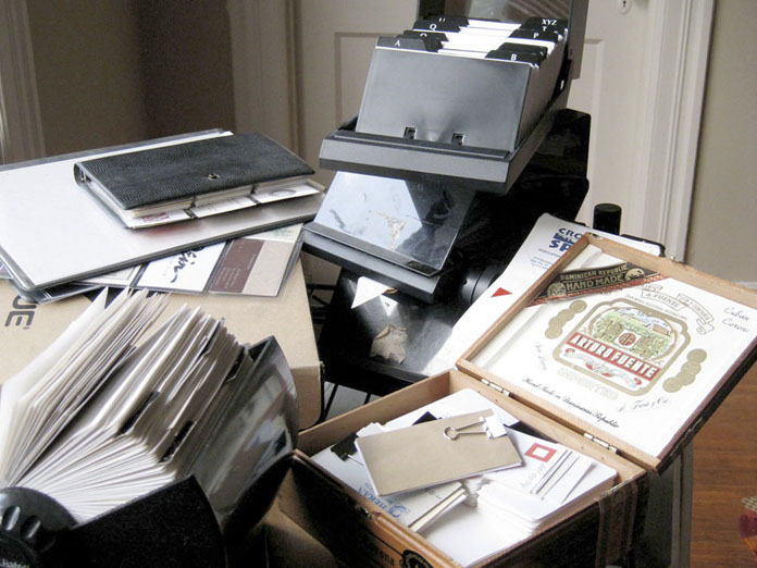 Before making the digital transition, a reporter’s business cards reside in various homes – Rolodexes, plastic sleeves, shoe boxes and cigar boxes.