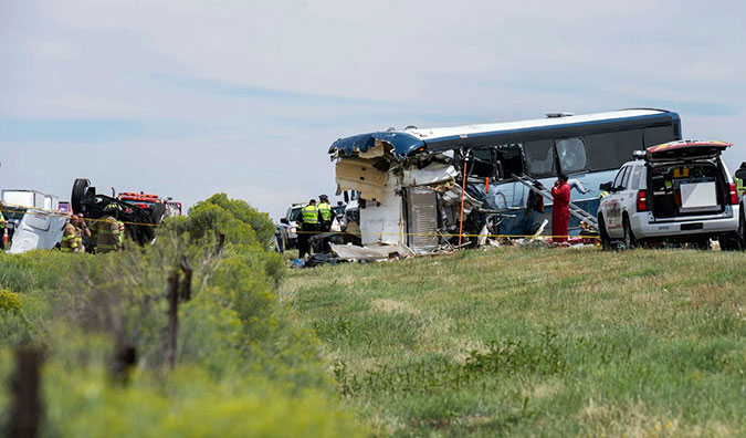 An accident last year in New Mexico in which a truck collided with a Greyhound bus killed seven people and injured dozens. Brandon N. Sanchez/Gallup Independent, via Associated Press.